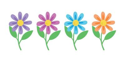 A set of colors highlighted on a white background. The cute flower set is perfect for design, decorating and creative projects, floristry, Easter. vector