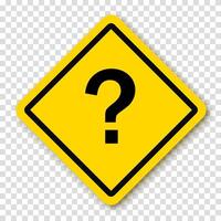 Question point in a yellow square or rhombus with a shadow. Symbol of question. Who, what, how, why, for what and where. Illustration on a transparent background. vector