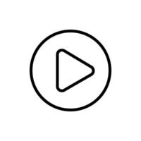Playback icon on a white isolated background. Black play symbol inside a circle, perfect for media, music, or projects. vector