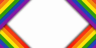 Rainbow-colored LGBTQ pride ribbon with geometric design on white background. Ideal for Pride Month, History Month, or text space. vector
