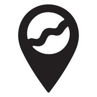 Location Pointer Icon with Wavy Line Path for GPS Navigation vector