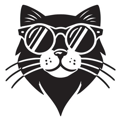 Cool cat wearing sunglasses illustration for stylish graphic designs