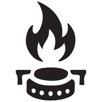 Modern Gas Burner Flame Black Silhouette Design Element vector