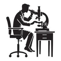 Silhouette Scientist Using Microscope for Scientific Research and Analysis vector