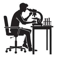 Scientist Using Microscope Silhouette Illustration for Science Enthusiast Design vector