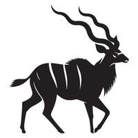 Majestic Kudu Antelope Silhouette Illustration Symbol of African Wildlife Safari vector