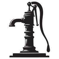 Antique Hand Water Pump Silhouette Graphic Illustration vector