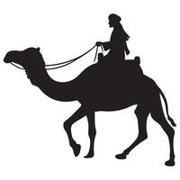 Silhouette Illustration of a Wise Man Riding Camel Graphic vector