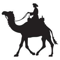Wise man riding camel silhouette for nativity scene graphic designs vector