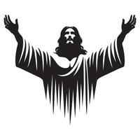 Jesus Christ Silhouette with Raised Hands Worship and Blessings Illustration vector