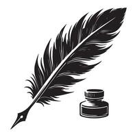 Elegant Quill Pen and Inkwell Art for Writers and Historians vector