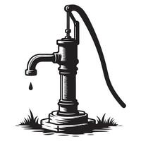 Vintage Water Hand Pump Illustration for Well Retro Design vector