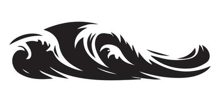 Powerful Ocean Wave Silhouette Illustration for Surfing Graphics vector