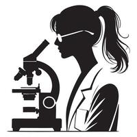 Scientist Silhouette with Microscope Art of Science Research vector