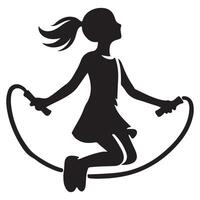 Girl Jumping Rope Silhouette Graphic Illustration Dynamic Pose vector