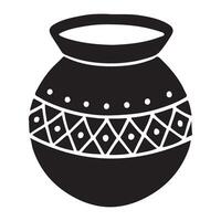 Decorated Clay Pot Silhouette for Cultural and Ethnic Designs vector