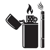 Silhouette Lighter and Cigarette Illustration Best for Creative Projects vector