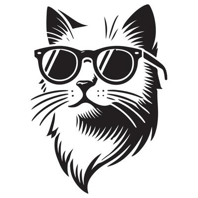 Hipster Cat with Sunglasses Illustration for Trendy Designs