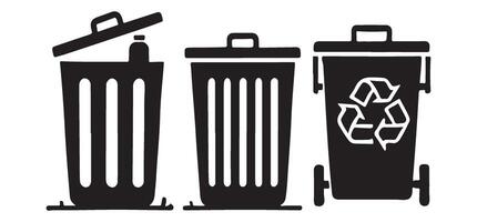 Garbage Recycling Bins Illustration Waste Management Silhouette vector