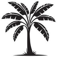 Tropical Banana Palm Trees Silhouette Illustration for Summer vector