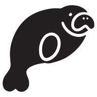 Simple Manatee Silhouette Illustration Image Design Element vector
