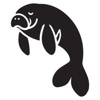 Delightful Manatee Illustration Design Aquatic Animal in Ocean Waters vector