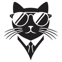 Cool cat with sunglasses silhouette illustration design vector