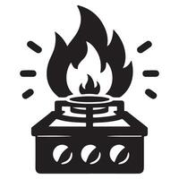 Gas Stove Silhouette Illustration for Cooking and Kitchen vector