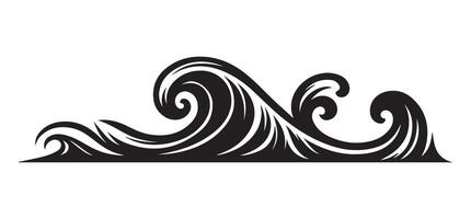 Ornamental Wave Silhouette Art for Decorative Water Designs vector