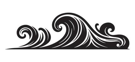 Dynamic Wave Silhouette Art for Coastal and Nautical Themes vector