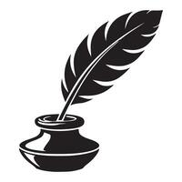 Inkwell with Quill Silhouette Illustration Writer Artist Design vector