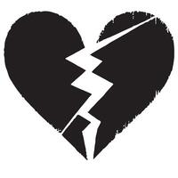 Grunge Broken Heart Silhouette for Raw and Emotional Expression vector