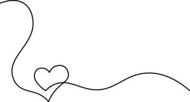 Heart corner and love sign in continuous one line drawing. Love symbol on transparent background. Banner for valentines day. Abstract hearts. Editable stroke, hand drawn sketch minimalism vector