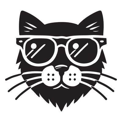 Cool Cat Illustration with Sunglasses for Graphic Design Projects