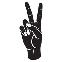 Black and White Illustration Hand Giving Peace Sign Graphic vector