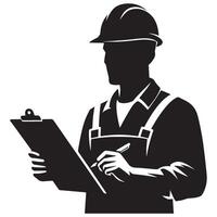Construction Worker Silhouette with Clipboard for Site Management vector