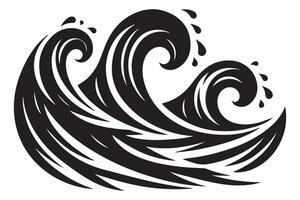 Stylized Silhouette Sea Waves Graphic for Creative Projects vector