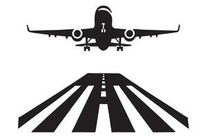 Airplane Landing Illustration on Runway for Travel and Tourism vector