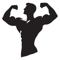 Biceps Flexing Strong Man Silhouette Bodybuilding Graphic vector