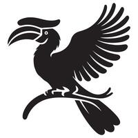 Hornbill Bird Silhouette Graphic Emblem Tropical Bird Icon vector