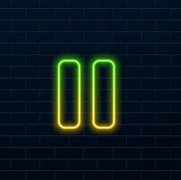 neon style. Pause icon 3d, for Internet icon and application icon. vector