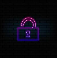 Padlock Secure Icon Design . neon style. vector