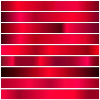 Pink metallic gradients set, swatches collection, shiny gradient set on black background, metallic texture vector