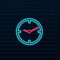 icon clock. Suitable for party symbol. neon style. Two-tone style. Simple editable design. Design template . Simple symbol illustration vector