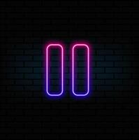 Pause. icon. Button. neon style. vector