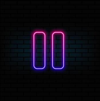 Pause. icon. Button. neon style. vector