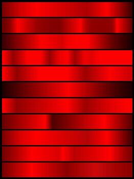 Red metallic gradients collection, Christmas red gradient set. vector
