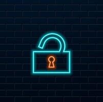 Padlock icon design templates simple and modern. neon style. vector
