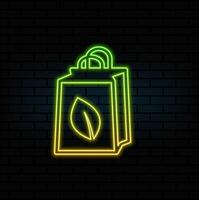 Eco Shopping Bag Editable Line Icons. neon style. Green Technology, Net Zero, Carbon Neutral vector