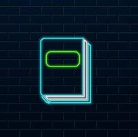 set of book with black color and background removed. neon style. vector